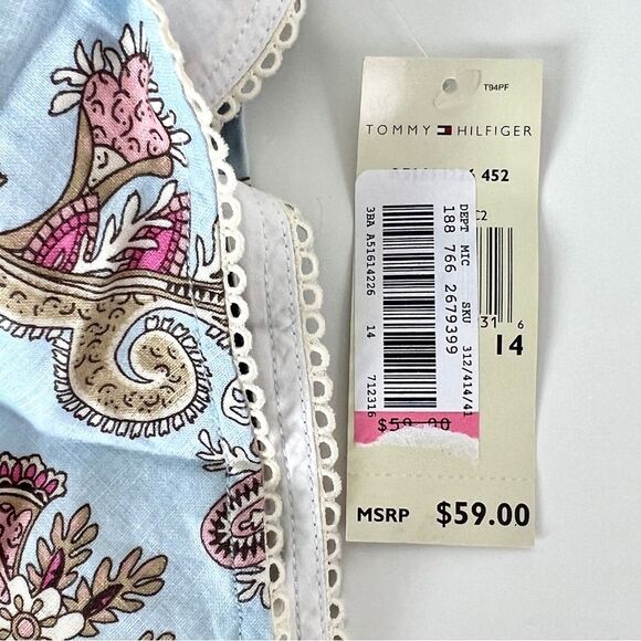 NWT Tommy Hilfiger Linen Paisley Pastel and Beige Skirt - Picture 3 of 7